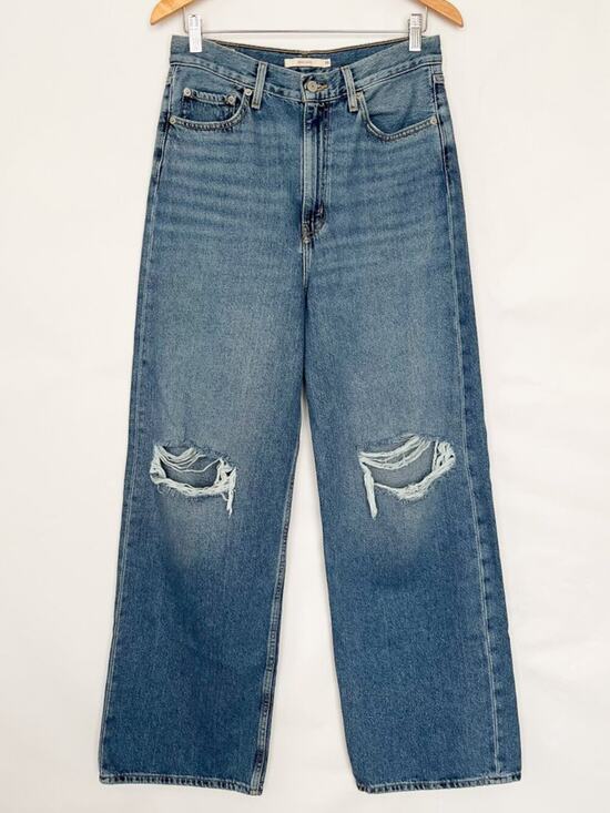 Levi's Denim - Levi’s Premium Denim Wide Leg High Waist High Loose Jean Distressed Size 29 Blue